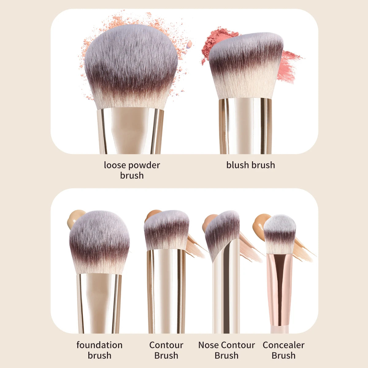 MAANGE 6-Pc Synthetic Makeup Brush Set | Foundation & Blending Makeup Brush Set QXL