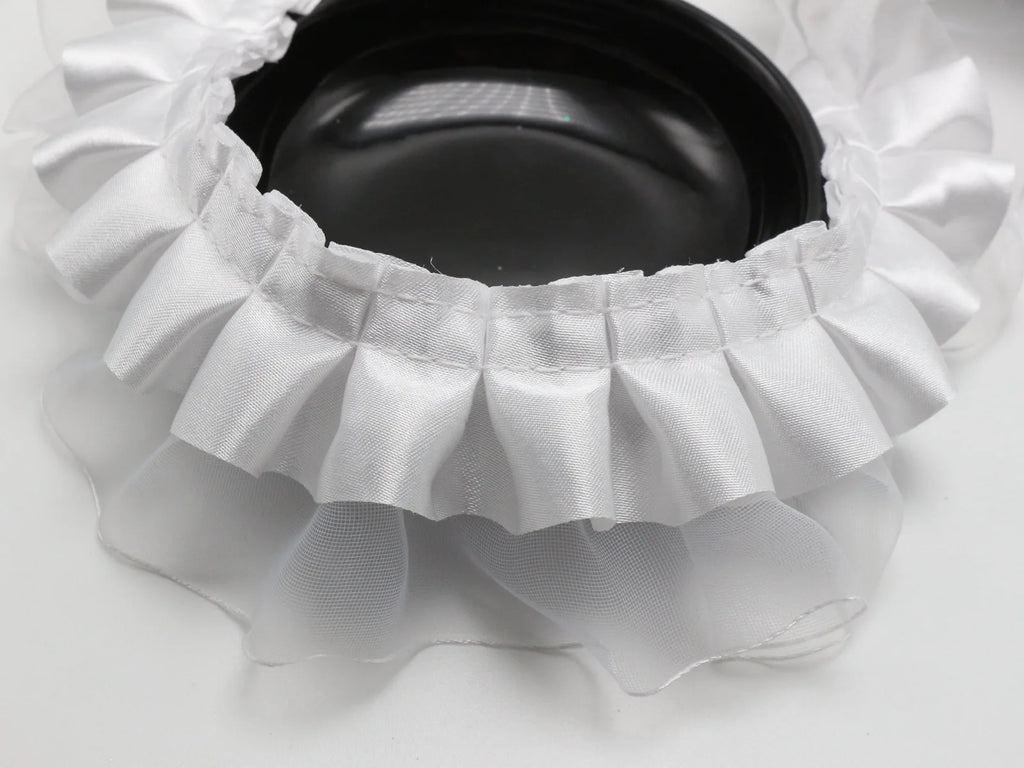 Double Layer Ruffle Organza Satin Ribbon Trim 5.5 Yds Wedding DIY Ruffle Ribbon Trim QXL WHITE 55MM