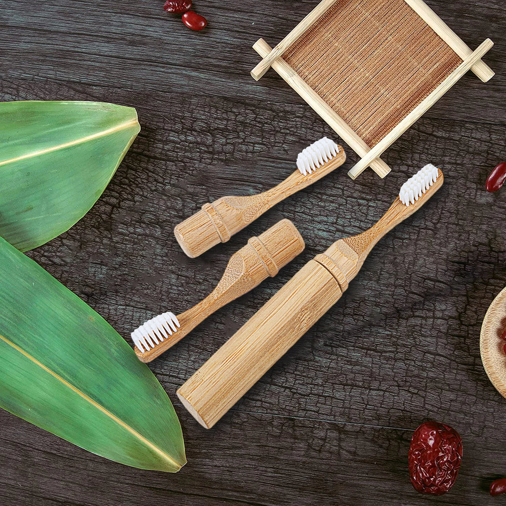 Eco Bamboo Toothbrush with Wooden Sleeve Tube | BPA-Free Bamboo Toothbrush QXL