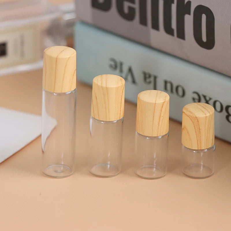 Roll-On Glass Bottles 1–5ml | Bamboo Lid Refillable Essential Oil Refillable Roll-On Bottle QXL
