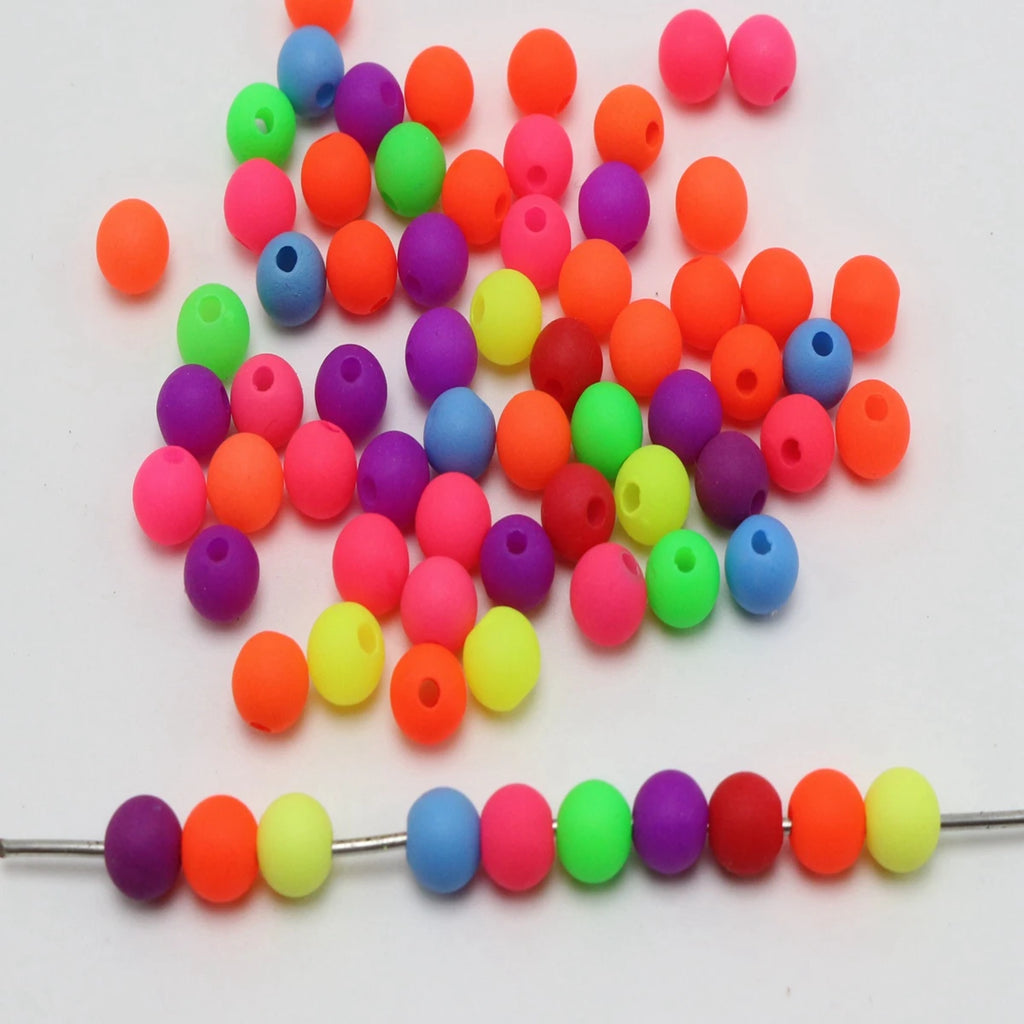 Frost Neon Acrylic Round Beads 3–10mm | Mixed Colors Bulk Pack Acrylic Craft Beads QXL