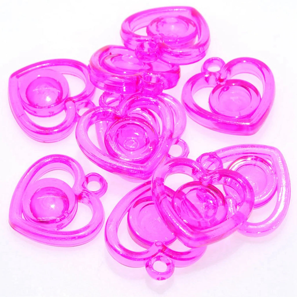 50-Pack Mixed Color Acrylic Hollow Heart Charm Pendants 22mm Craft Charm Pendants QXL