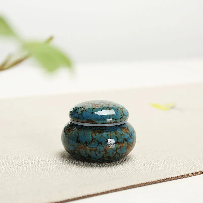 24ml Mini Ceramic Jar | Travel Cosmetic & Storage Container Ceramic Cosmetic Jar QXL blue