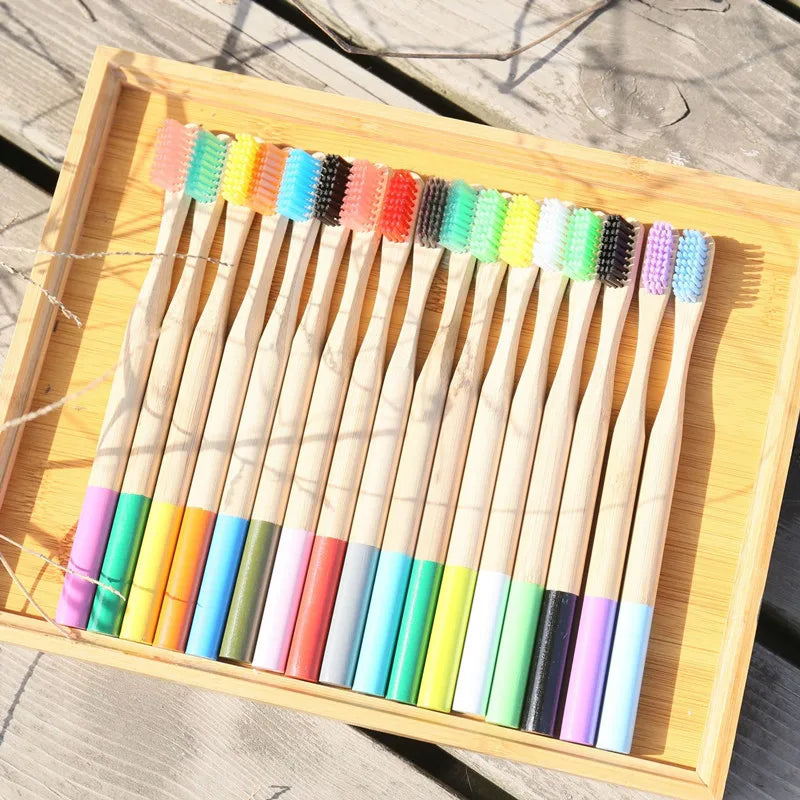 Bamboo Toothbrush Set 5 or 10 Pack | Eco Soft Bristle Bamboo Toothbrush Set QXL