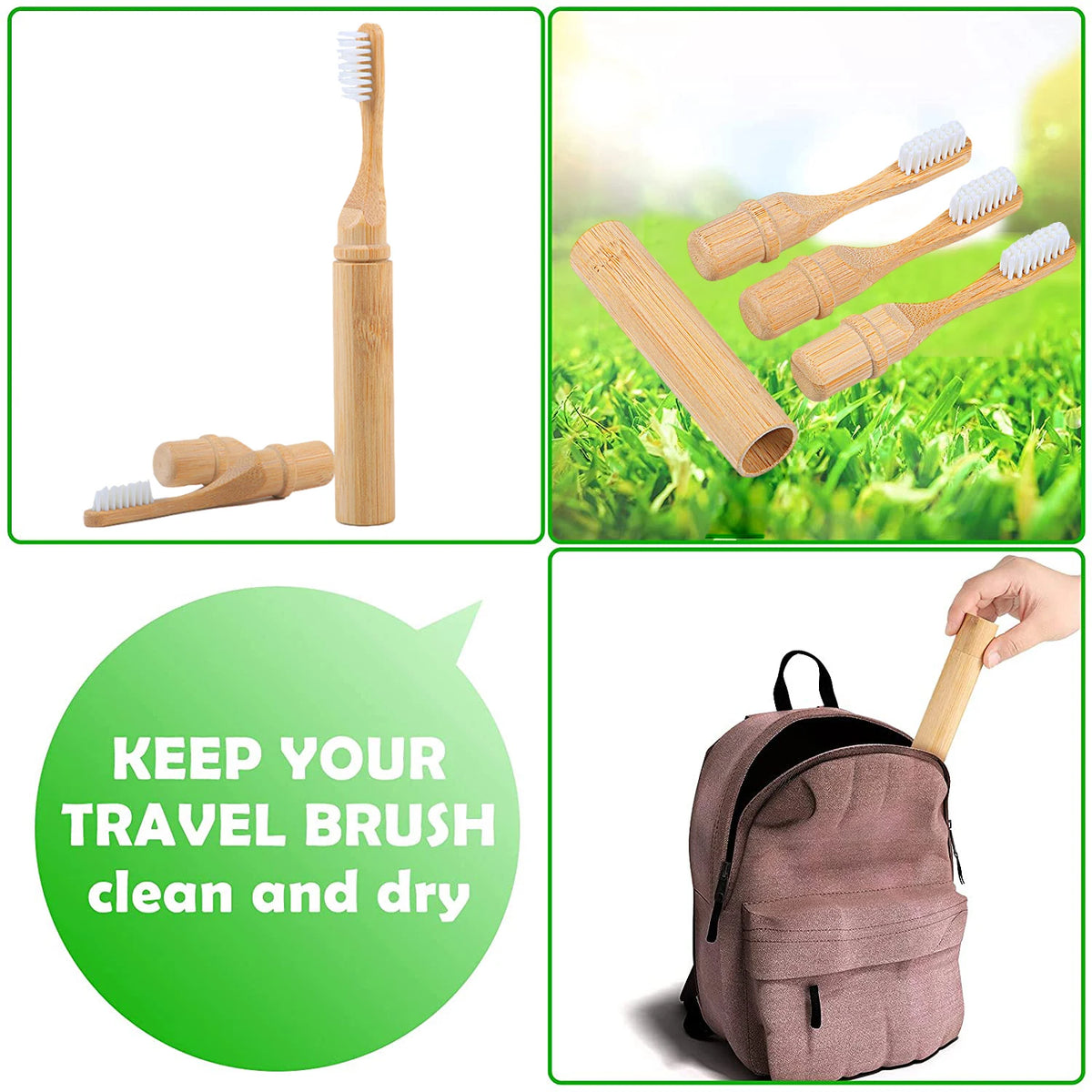 Eco Bamboo Toothbrush with Wooden Sleeve Tube | BPA-Free Bamboo Toothbrush QXL