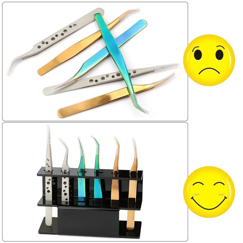 Acrylic Tweezer Holder Stand | 6-Slot Lash Extension Organizer Tweezer Organizer Stand QXL