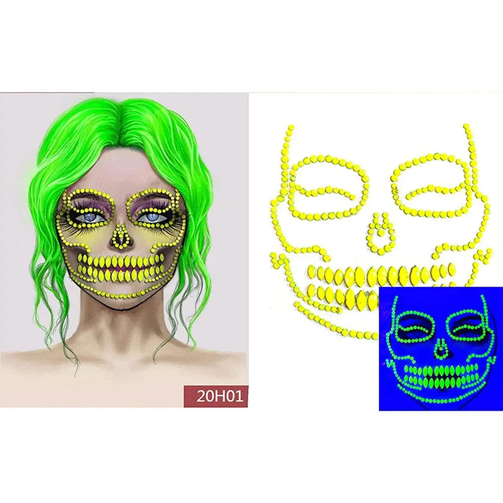 Halloween Face Gems | Acrylic Rhinestone Crystal Stickers Face Gem Stickers QXL H01