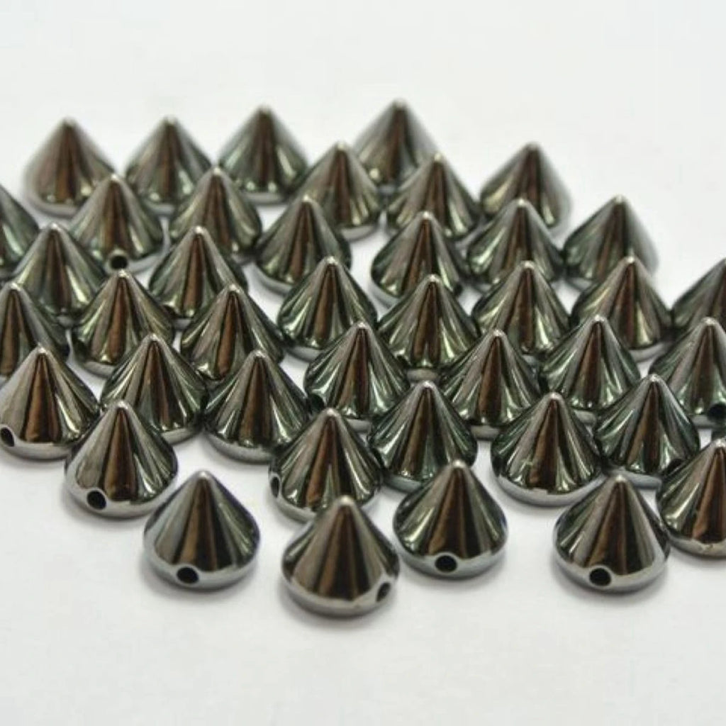 200-Pack Metallic Acrylic Punk Spike Stud Beads 6mm & 8mm Craft Beads QXL