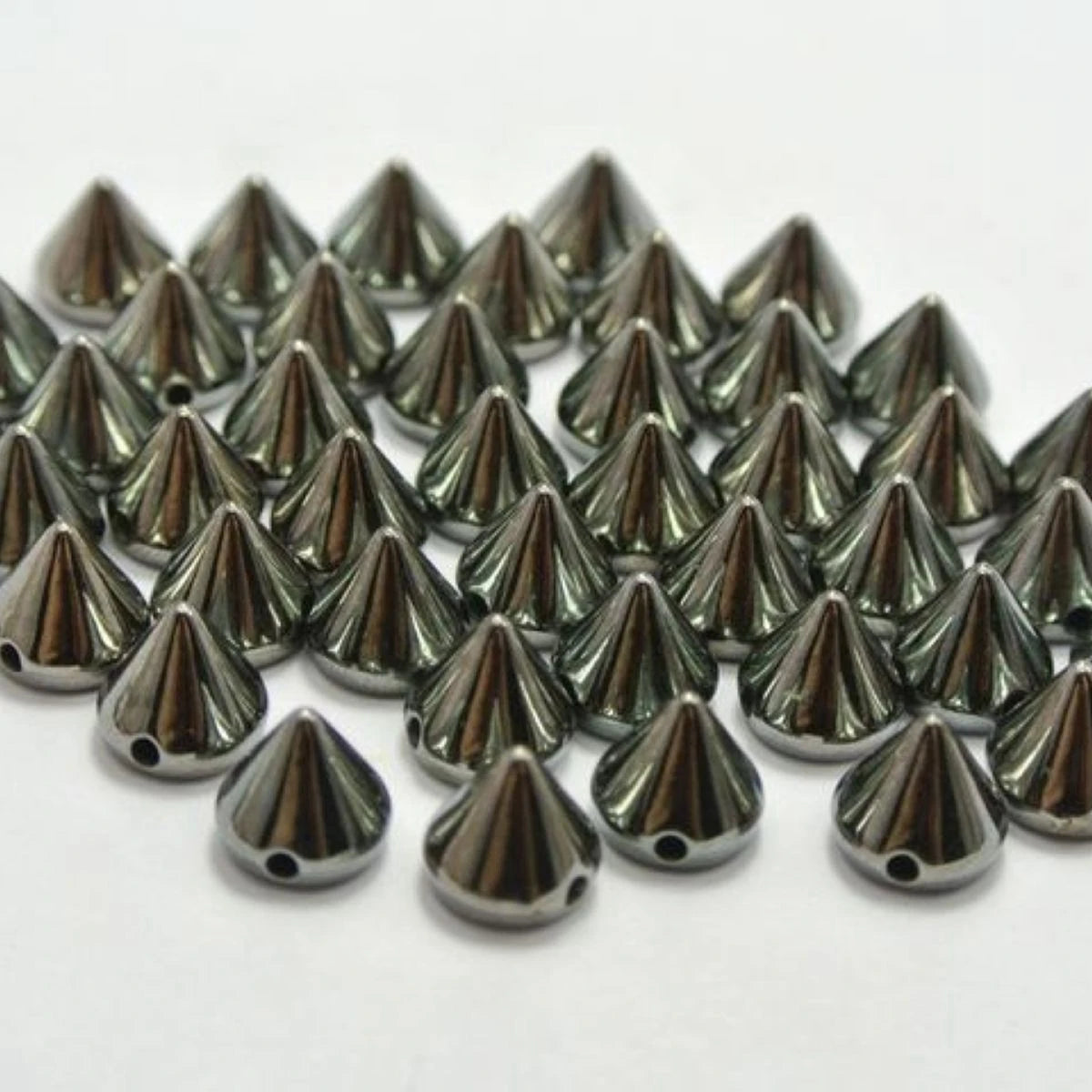 200-Pack Metallic Acrylic Punk Spike Stud Beads 6mm & 8mm Craft Beads QXL