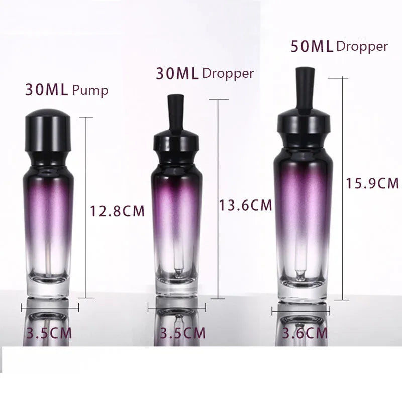 Purple Gradient Glass Pump Bottle 30ml 50ml 100ml | UV Protection Glass Pump Bottle QXL
