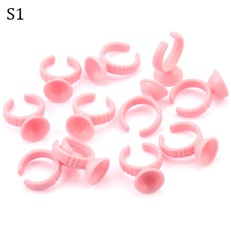 100-Pack Disposable Glue Rings for Lash & Tattoo Artists Disposable Glue Rings QXL S1 100pcs