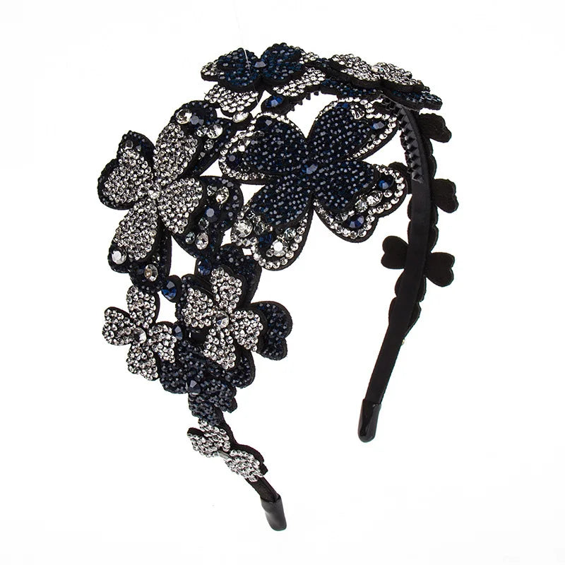 Elastic Rhinestone Beaded Headband | Handmade Vintage Hair Band Rhinestone Headband QXL