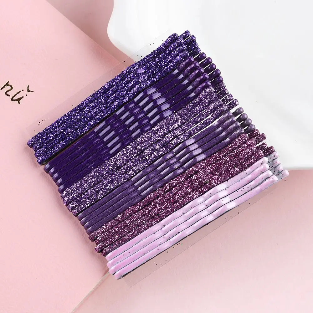 24-Pack Glitter Wavy Bobby Pins | Candy Color Barrettes Set Hair Clips Set QXL