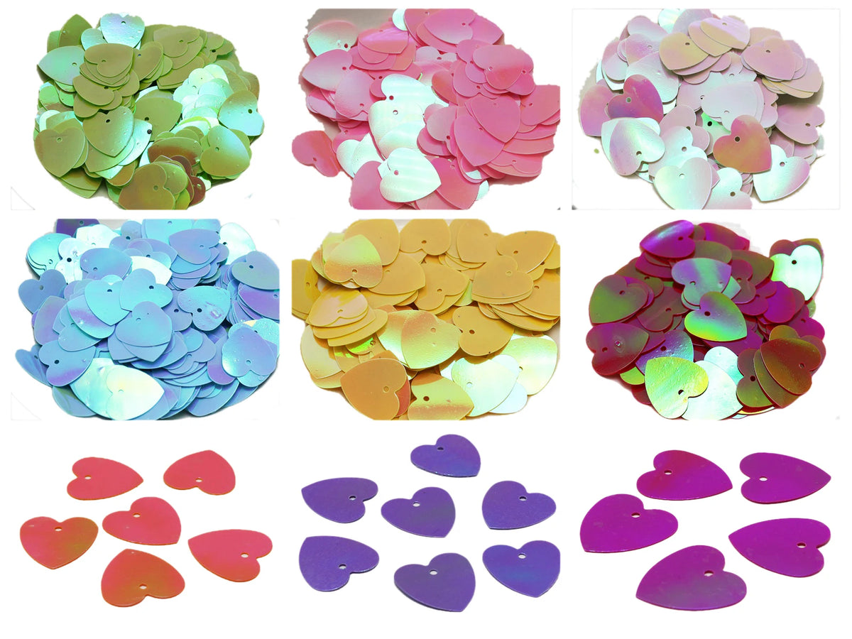600 Flat Heart Sequins 16mm | Loose Paillettes Sewing Crafts Craft Sequins QXL