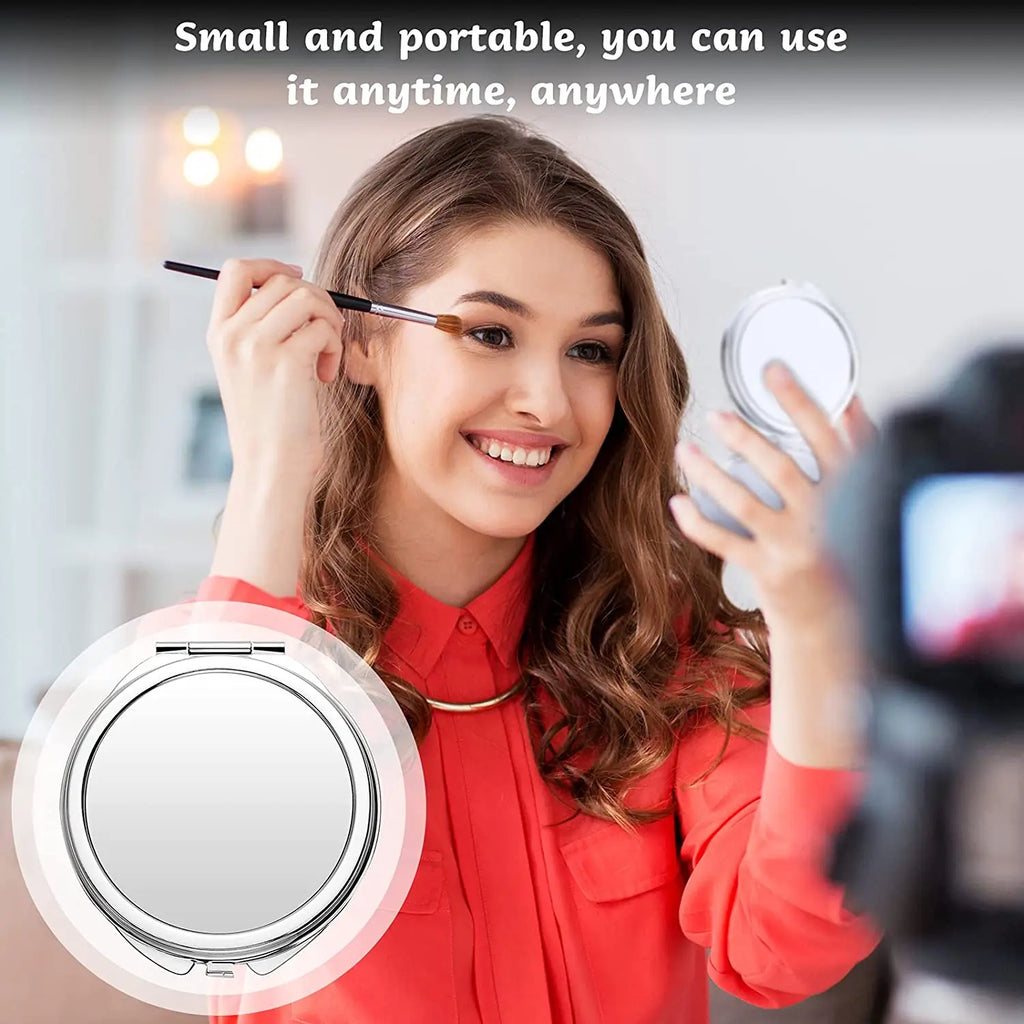 Foldable Stainless Steel Compact Travel Makeup Mirror | 2-Sided Compact Travel Mirror QXL