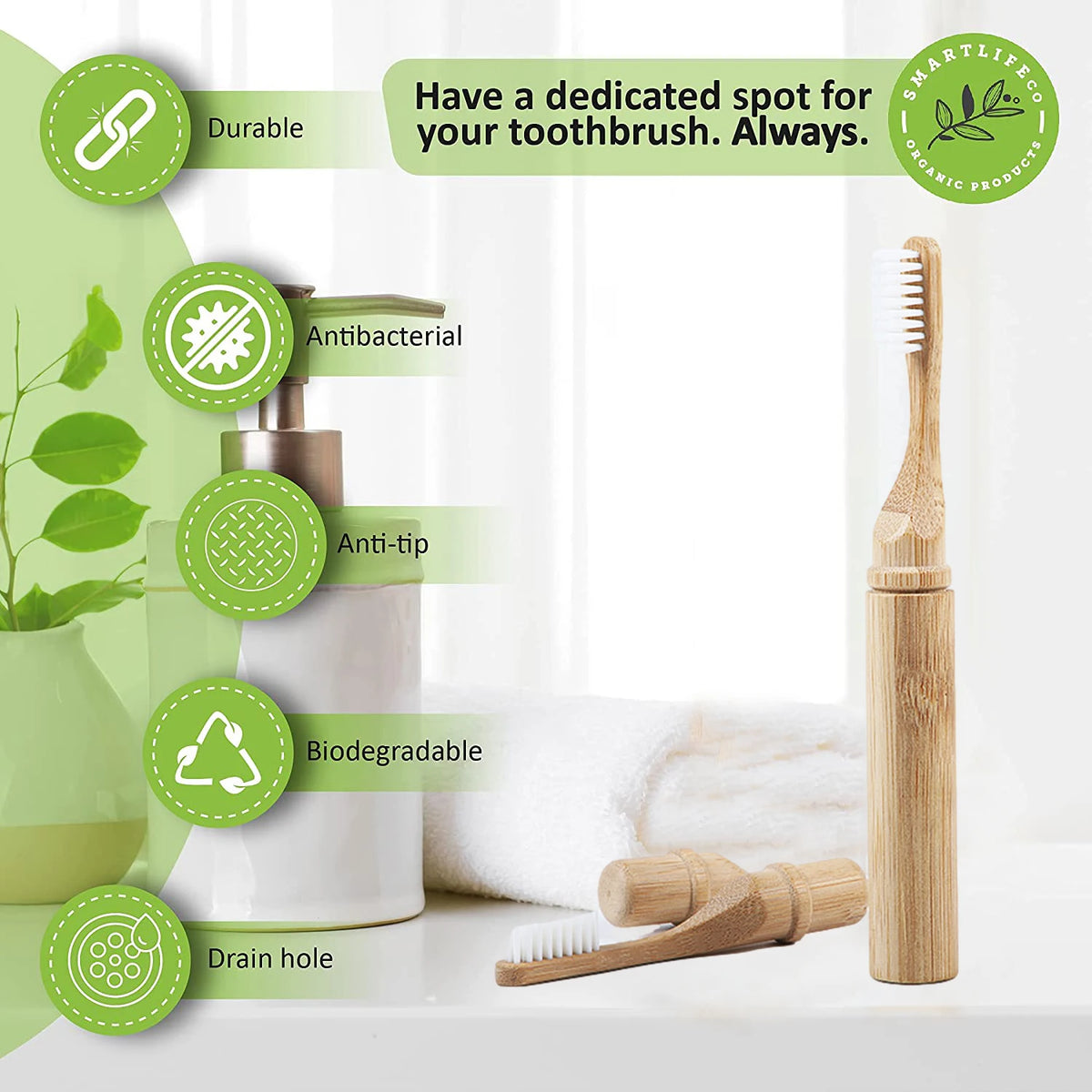 Eco Bamboo Toothbrush with Wooden Sleeve Tube | BPA-Free Bamboo Toothbrush QXL