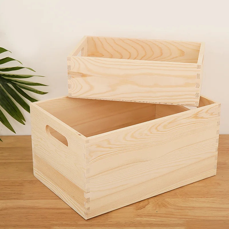 Retro Wooden Storage Box | Open Top Rectangular Organizer Wooden Storage Box QXL