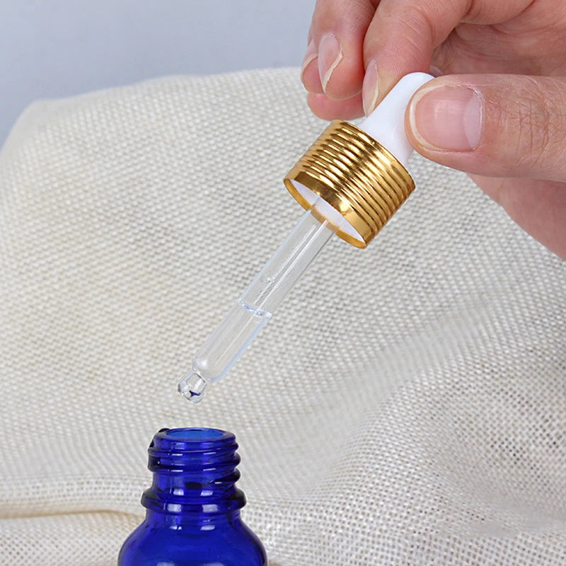 Blue Glass Dropper Bottles 5–100ml | UV-Protective Essential Oil Glass Dropper Bottle QXL