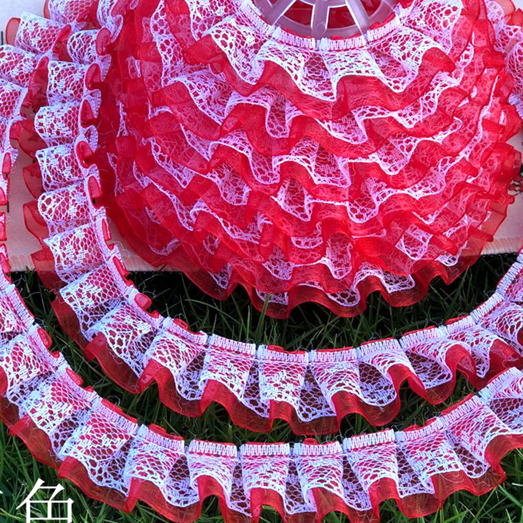 5 Yards Double Layer Ruffle Lace Tulle Ribbon Trim 25mm Lace Ribbon Trim QXL