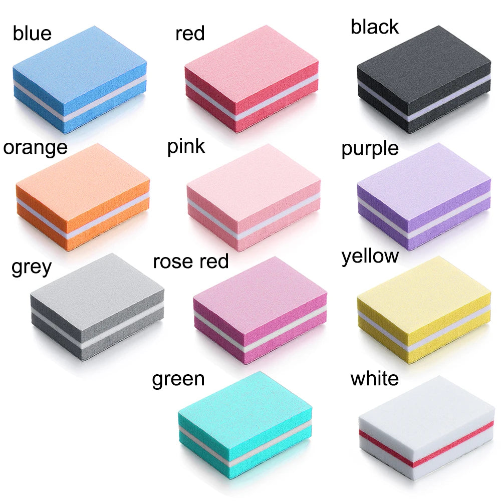 10-Pack Mini Double-Sided Sponge Nail Buffer Files | Manicure Nail Buffer File QXL