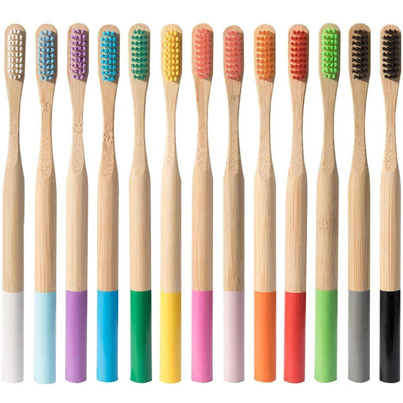 Bamboo Toothbrush Set 5 or 10 Pack | Eco Soft Bristle Bamboo Toothbrush Set QXL 10 PCS Random Colors