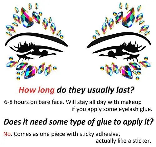Rhinestone Body Gems Crystal Jewels Glitter Stickers | 3D Body Gem Stickers QXL