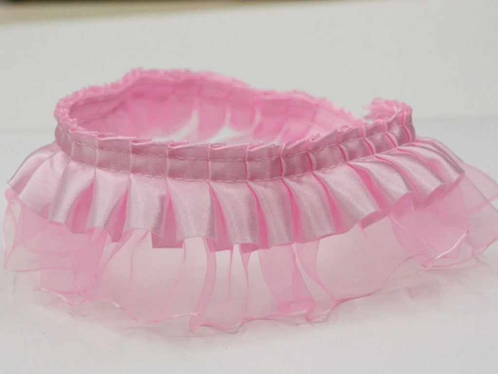 Double Layer Ruffle Organza Satin Ribbon Trim 5.5 Yds Wedding DIY Ruffle Ribbon Trim QXL