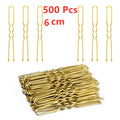 500-Pack U-Shaped Bobby Pins | Blonde, Black, Brown & Silver Hair Pins Set QXL 500Pcs 6cm Gold