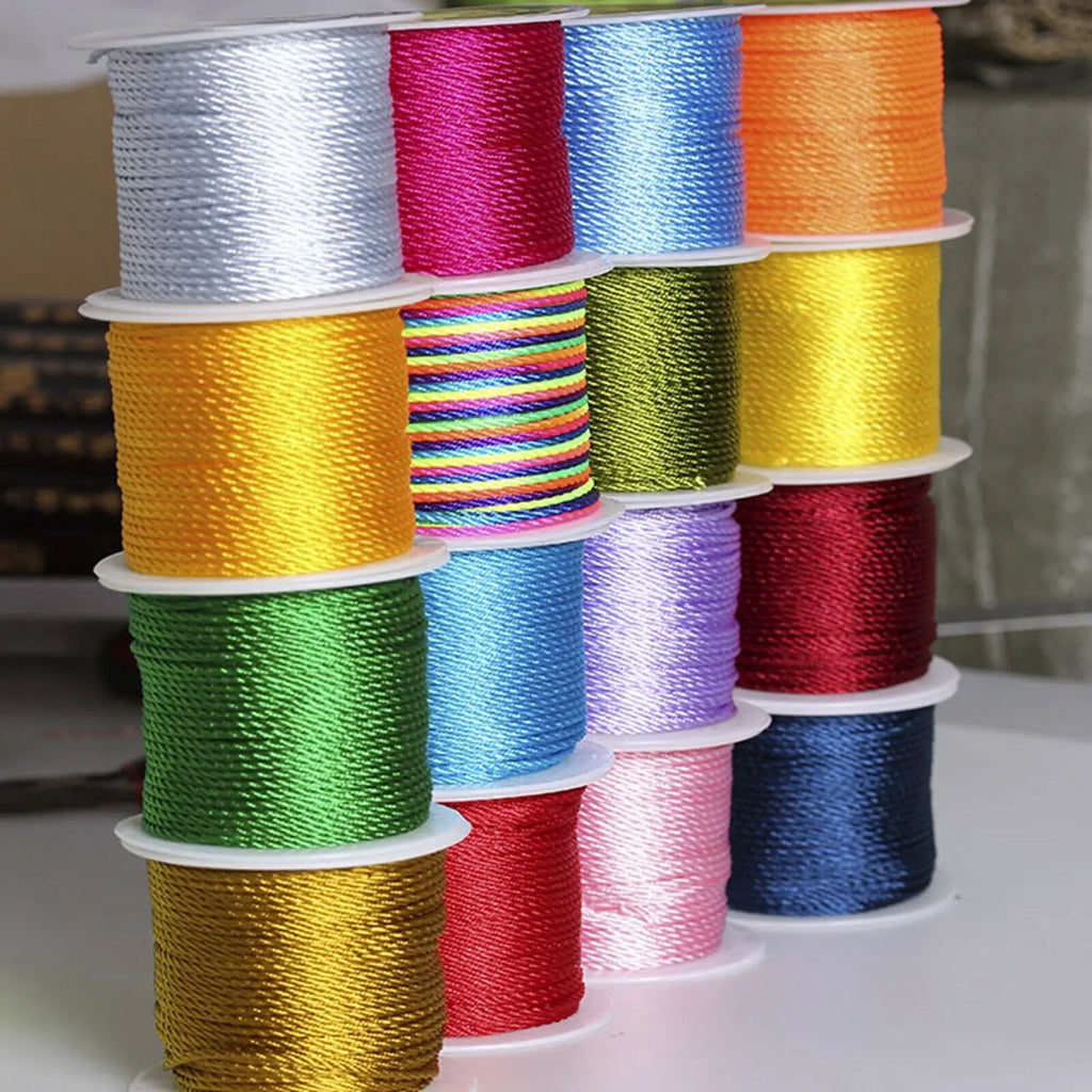 10m Nylon Braided Satin Cord 2mm | Chinese Knotting String Craft Braided Cord QXL