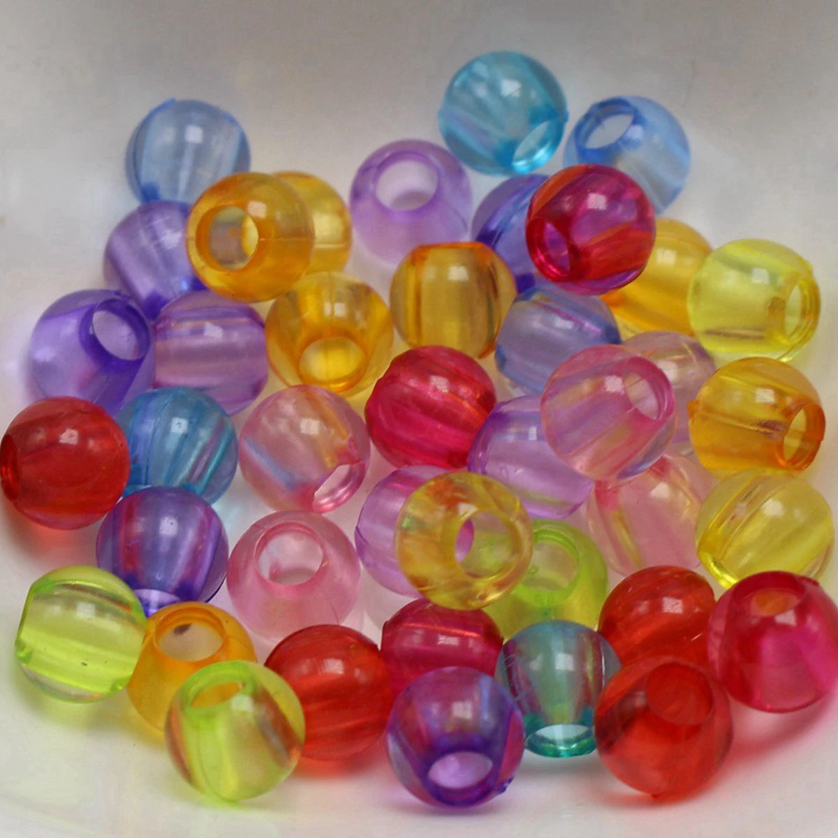 Transparent Acrylic Pony Beads 8mm & 10mm | Kids DIY Craft Craft Beads QXL Mixed Color 100PCS 10X9mm
