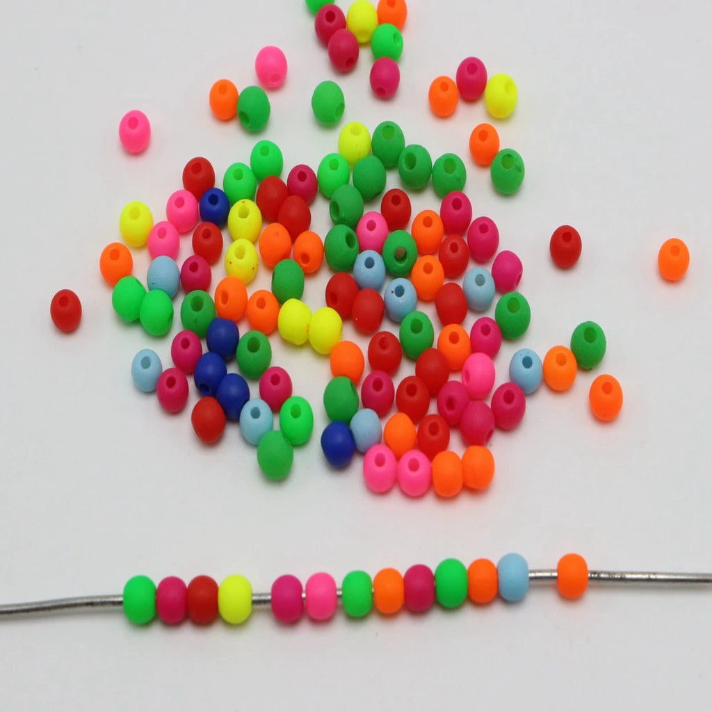 Frost Neon Acrylic Round Beads 3–10mm | Mixed Colors Bulk Pack Acrylic Craft Beads QXL