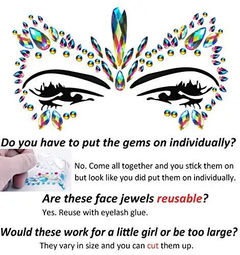 Rhinestone Body Gems Crystal Jewels Glitter Stickers | 3D Body Gem Stickers QXL