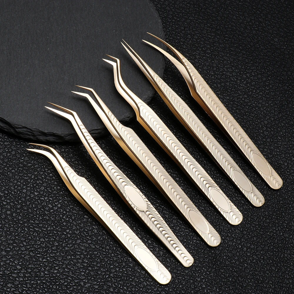 Rainbow Eyelash Extension Tweezers | 304 Stainless Steel 4 Styles Lash Extension Tweezers QXL