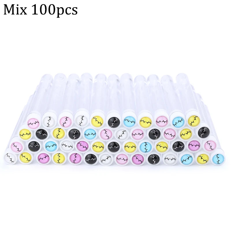 Reusable Spoolie Eyebrow Brush Tubes with Resin Drill Caps Spoolie Brush Set QXL Mix 100pcs