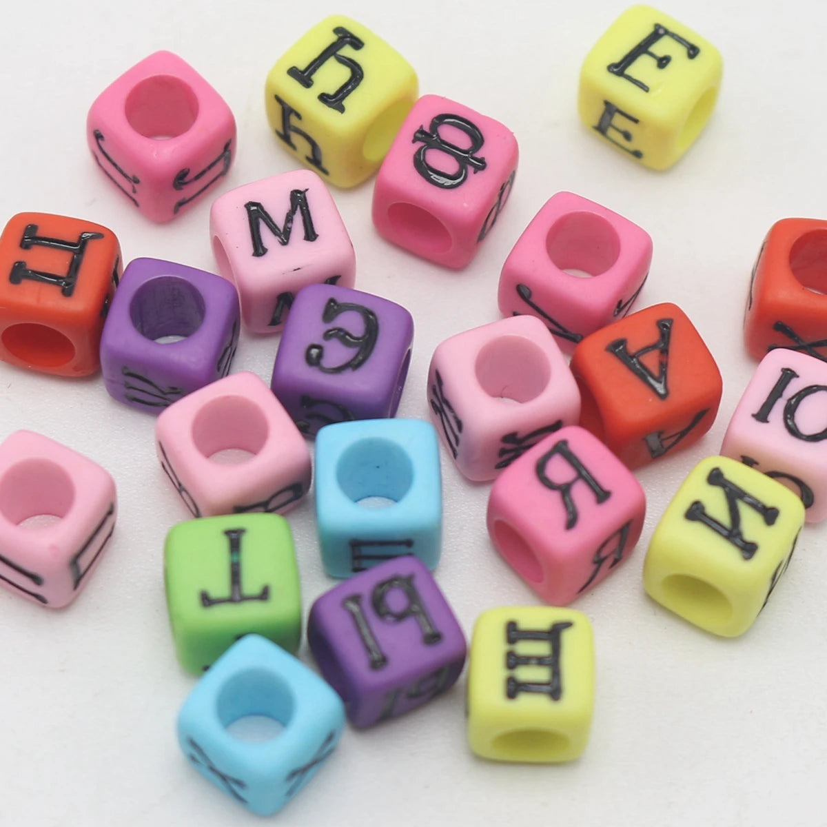 250 Acrylic Russian Alphabet Letter Cube Beads 6mm – Mixed Craft Letter Beads QXL