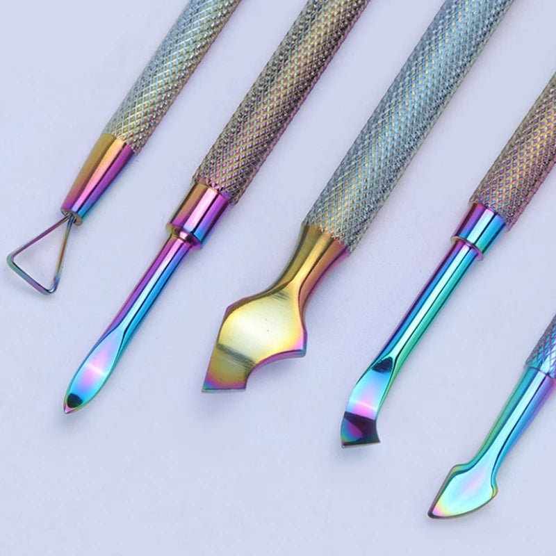 Rainbow Stainless Steel Cuticle Pusher & Nail Art Tool Cuticle Pusher Tool QXL