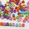 250 Acrylic Russian Alphabet Letter Cube Beads 6mm – Mixed Craft Letter Beads QXL Default Title