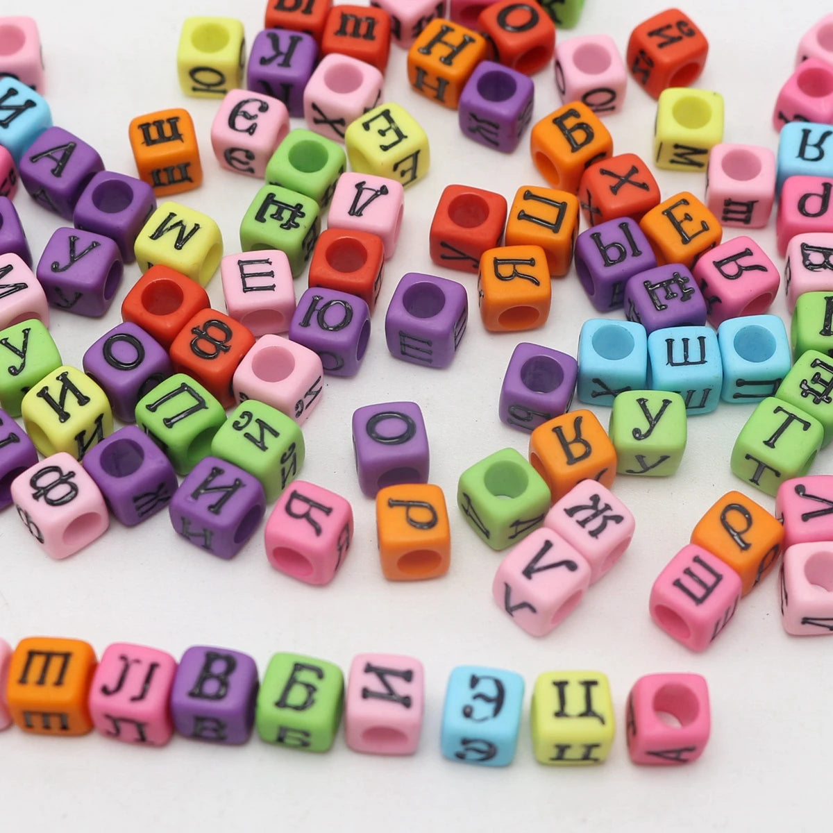 250 Acrylic Russian Alphabet Letter Cube Beads 6mm – Mixed Craft Letter Beads QXL Default Title