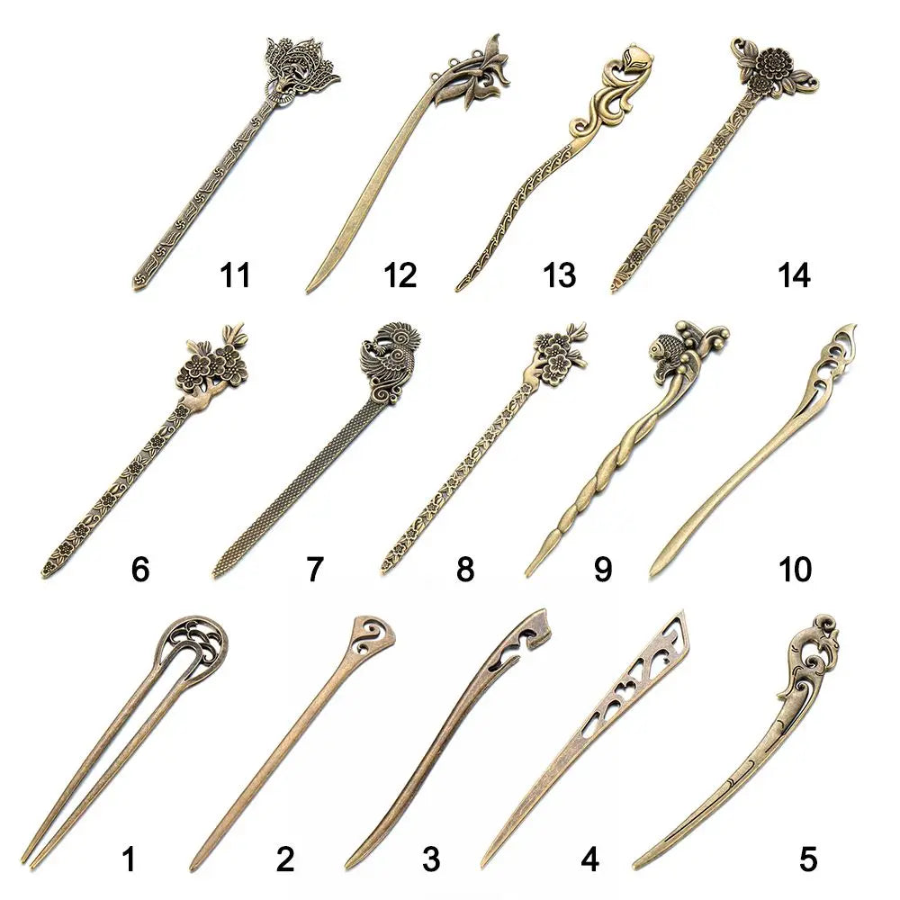 Vintage Bronze Metallic Hair Stick Clip | Women's Hairpin Hair Stick Hairpin QXL