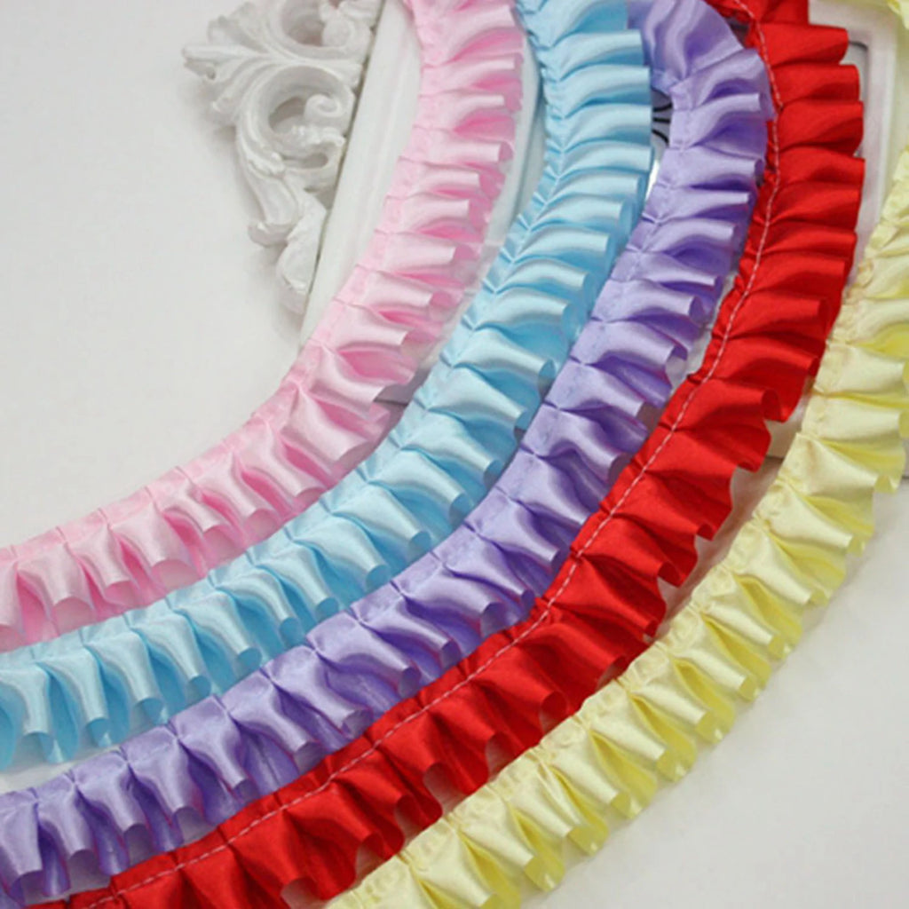 5.5 Yard Ruffle Satin Ribbon Trim 25mm | Sewing & Crafts Satin Ribbon Trim QXL