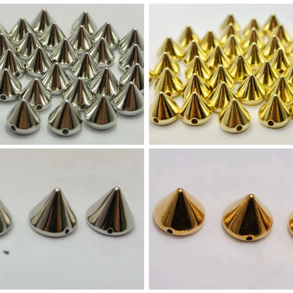 200-Pack Metallic Acrylic Punk Spike Stud Beads 6mm & 8mm Craft Beads QXL