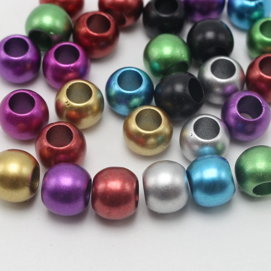 100 Metallic Round Pony Beads 10mm 12mm Big Hole Kids Craft Craft Pony Beads QXL