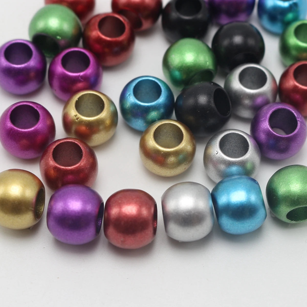 100 Metallic Round Pony Beads 10mm 12mm Big Hole Kids Craft Craft Pony Beads QXL