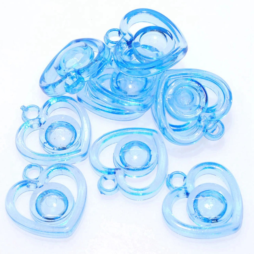 50-Pack Mixed Color Acrylic Hollow Heart Charm Pendants 22mm Craft Charm Pendants QXL
