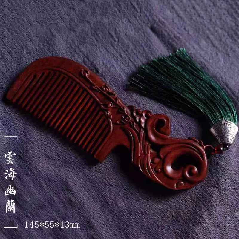 Carved Sandalwood Comb | Anti-Static Scalp Massage Wood Comb Wooden Hair Comb QXL