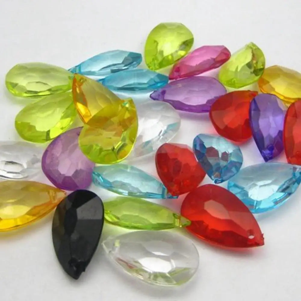 50-Pack Mixed Colour Acrylic Faceted Teardrop Beads 26mm Acrylic Craft Beads QXL