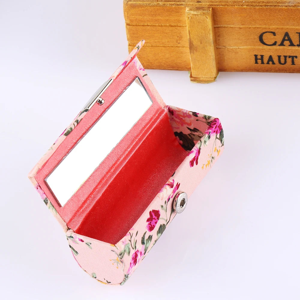 Retro Embroidered Flower Lipstick Case with Mirror | 4 Colors Lipstick Case QXL