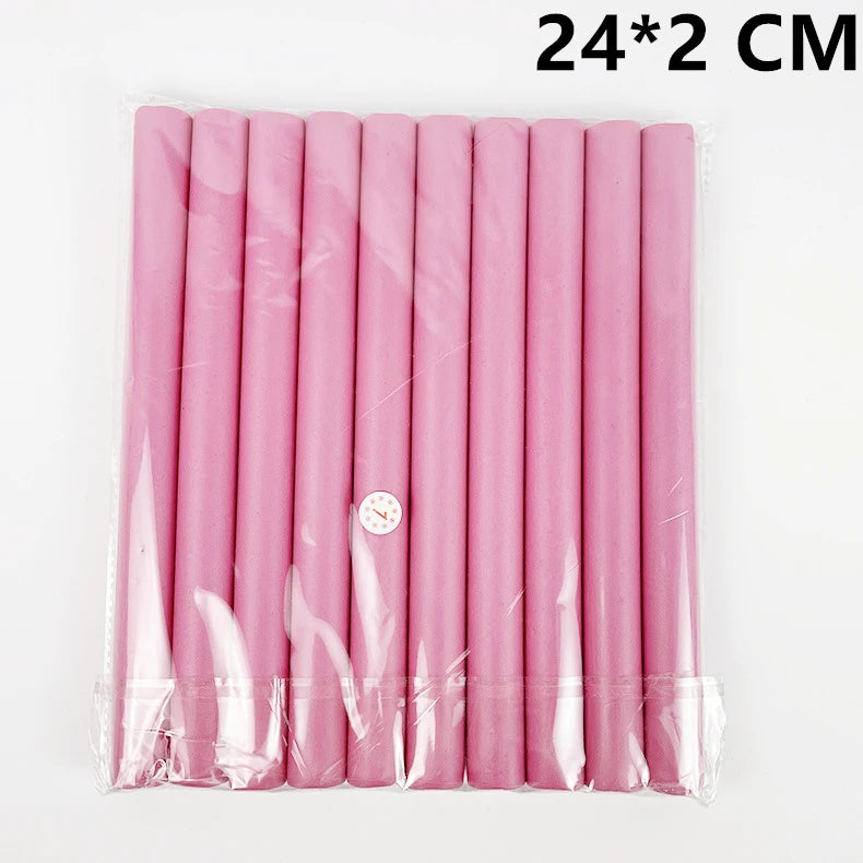 10-Pack Flexible Foam Hair Curling Rods | No-Heat Rollers Set Foam Hair Rollers QXL 10 Pcs A1