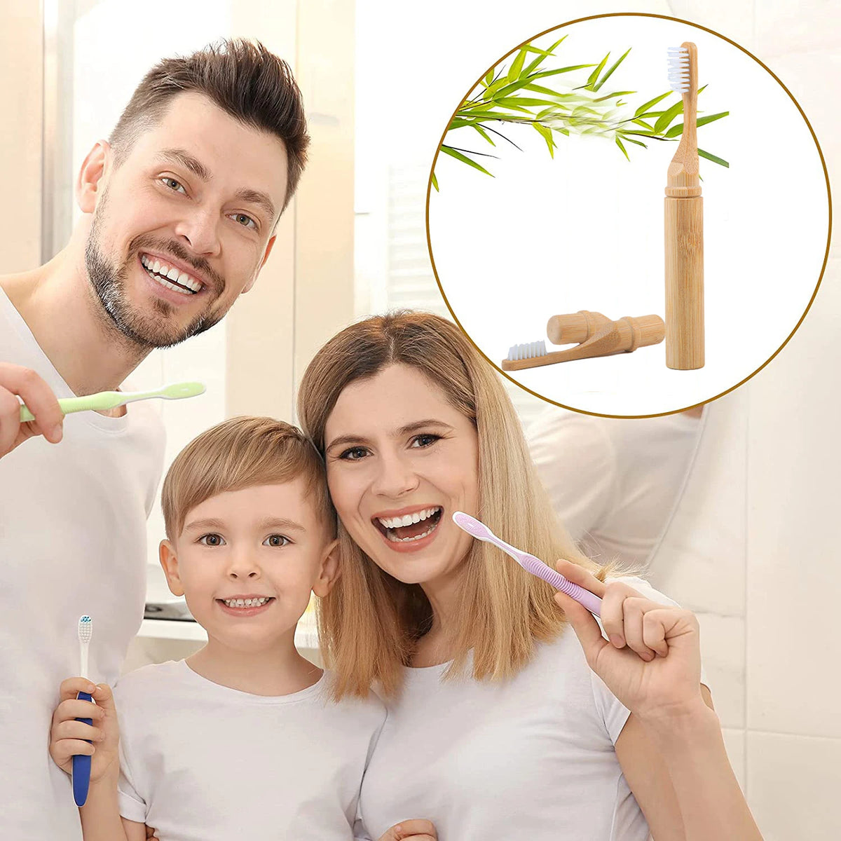 Eco Bamboo Toothbrush with Wooden Sleeve Tube | BPA-Free Bamboo Toothbrush QXL