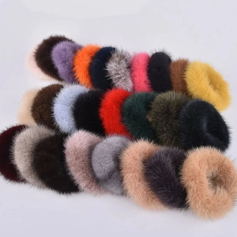 Mink Hair Scrunchie Elastic Ponytail Band | Vintage Style Hair Scrunchie QXL